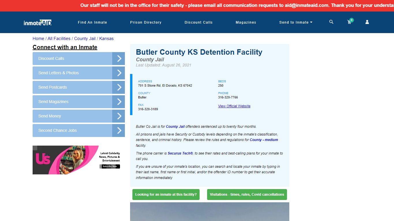 Butler County KS Detention Facility - Inmate Locator - El ...